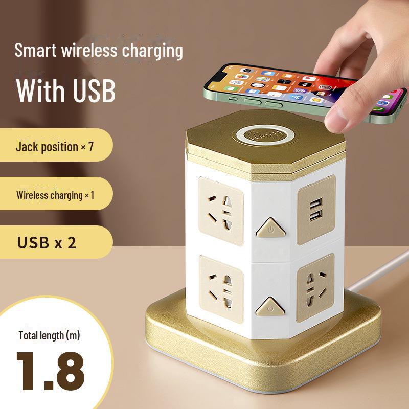 Vertical Wireless Multi-Function USB Charging Socket with Creative Design