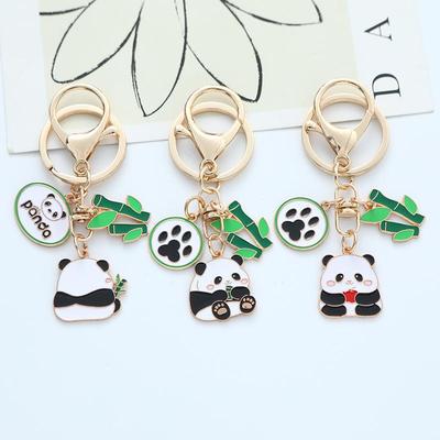 Chinese Style Giant Panda Keychain - Cute Metal Pendant for Bags and Small Gift