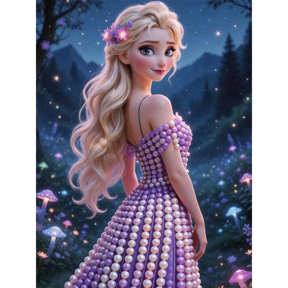 

Disney Painting Frozen Purple Night Secret Creative Art 5D Exquisite Landscape Sparkling Painting Craft Home Wall Decoration DIY Handmade Gift 35x45cm