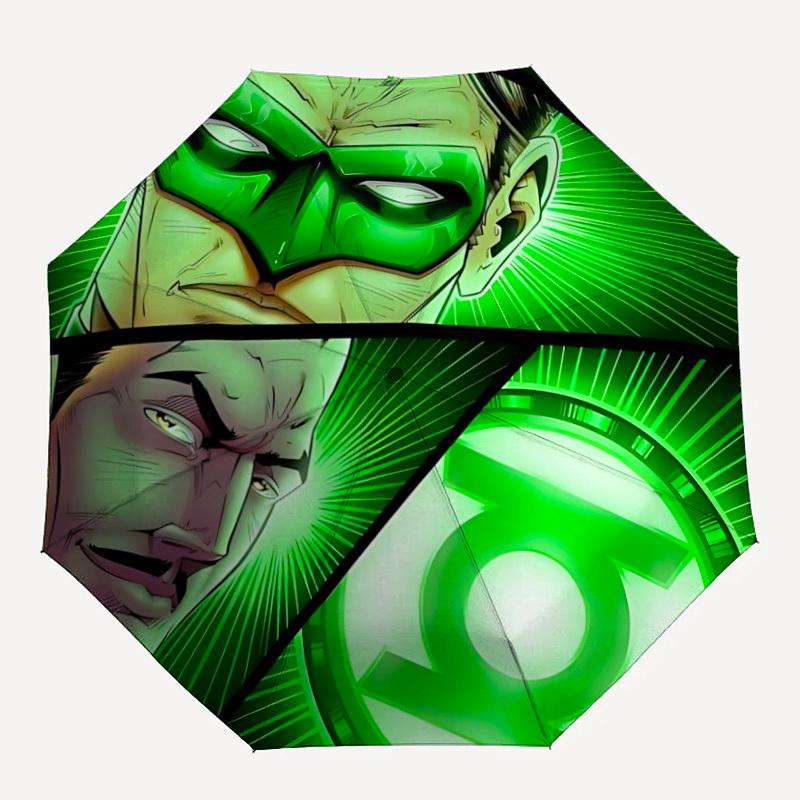

1pc Green Lantern Automatic Folding Umbrella - Compact 8-Rib Design,Festive Gift for Friends & Family, Compact Umbrella 22075