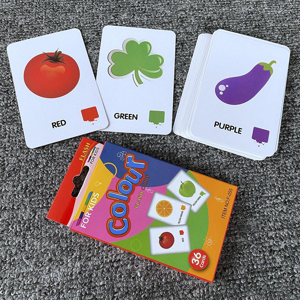 Kids 36PCS/Set Animal Shape Color Time Flash Card Montessori Early Education Learning Educational Toys For Children Gifts