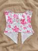 Tank Top  phumee Twist Knot Front Off the Shoulder  Floral Print  A2425