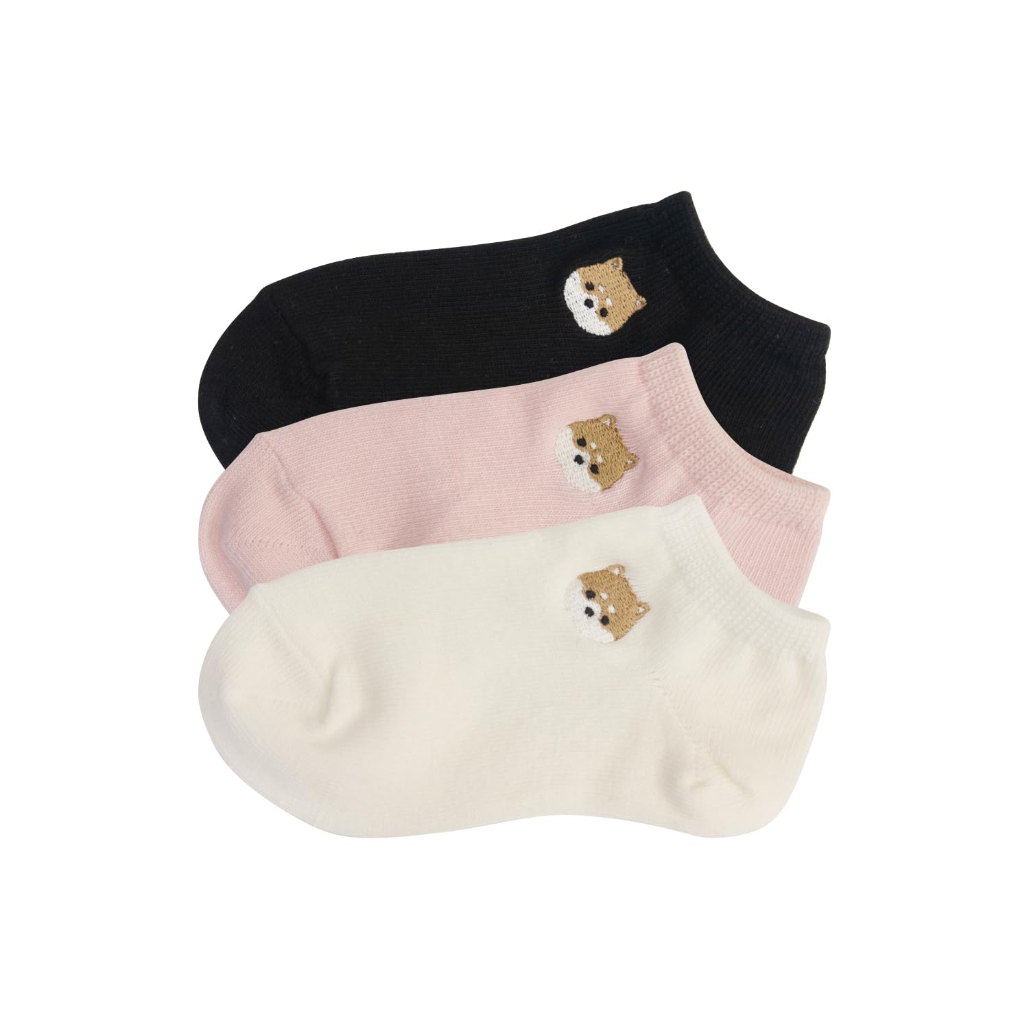 

Maeda Senko Wabunbiyori Kids Embroidered Socks Mameshiba and Black 3-Piece (Kids) 3-Color Set Off-White, Pink, Sizes 13cm-18cm