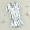 Children's Home Clothes Pajamas Set Short-sleeved Top Shorts Two-piece Set Outer Wear Play Cardigan Clothes