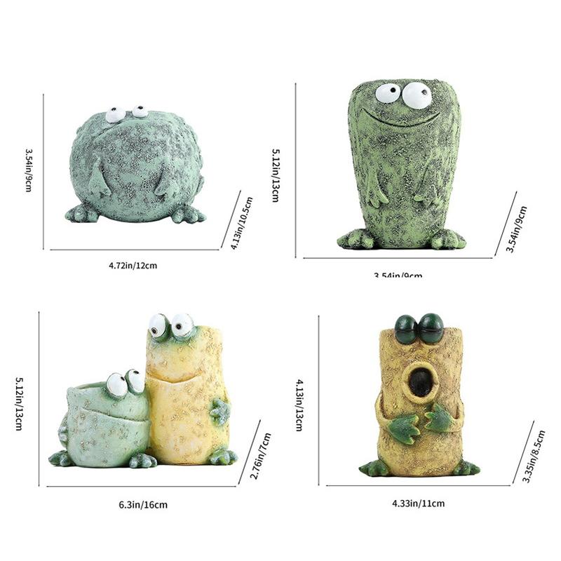 Oyunbaz Reçine Kurbağa İfade Saksı Sevimli Dekoratif Kurbağa Sukulent Saksısı Komik Bitki Kabı Bahçe