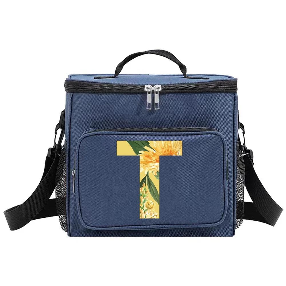 Lunch Bag Thermal Organizer Handbag Insulated Bags Cooler Box Camping Shoulder Storage Lunchbag for Men and Women Floral Series