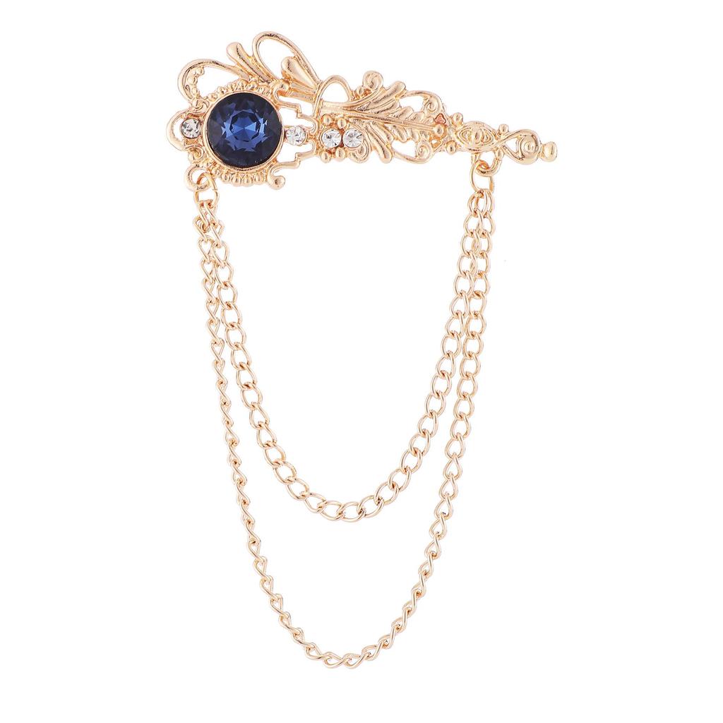 Men's Luxury Lapel Pin Brooch Set - High-End Suit Chain Badge for New Year Gift