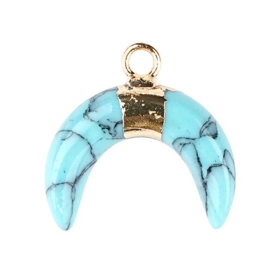 DIY Pendant Gold-Plated Edging Crescent Horn Design Natural Imitation Crystals Jade Necklace Bracelet Earrings Charm DIY Jewelry Making Accessories