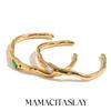 MamacitaSlay 316L Stainless Steel Twisted Shape Zircon Cuff Bracelet 18K Gold Plated Waterproof Jewelry For Women Everyday Wear