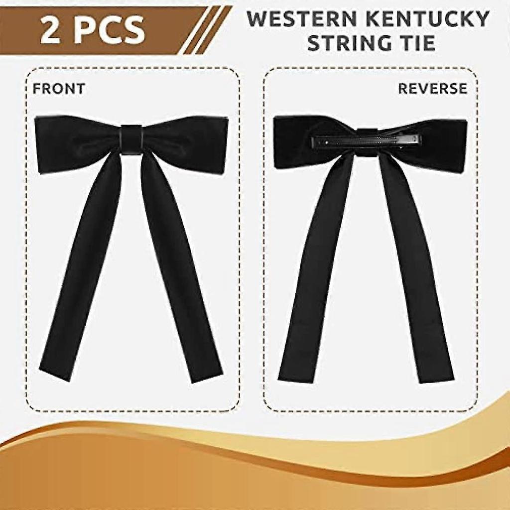 2 Pack Western Ties For Men Kentucky String Tie Clip On Bow Ties Colonel Sanders Black Cowboy Bow Tie Party Black One Size