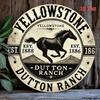 Cartello in Metallo con Cavallo Montagna Rustico Decorazione Murale Western Yellowstone