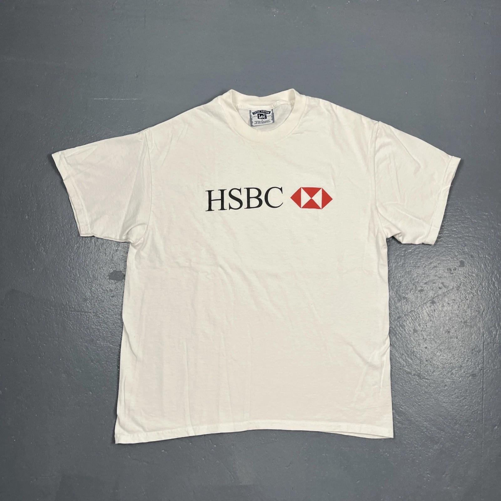 Vintage HSBC Bank Graphic Tshirt Large White Unisex Causal 90s VTG 2XL