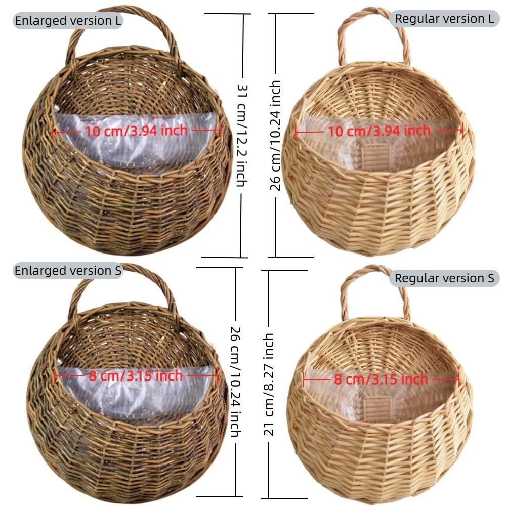Pastoral Rattan Planter Basket Wall Hanging Woven Vase Storage Container Flower Pot  Indoor Outdoor