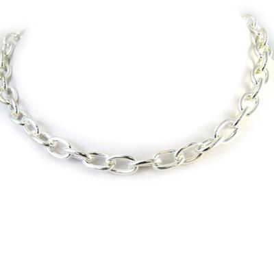 [N3183] - Silver 'Maille Jaseron' Chain - 38 Cm 8 Mm