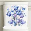Elegant Blue Flowers and Butterfly Toilet and Wall Sticker Set Waterproof Self-Adhesive Decal for Bathroom WC Decoration