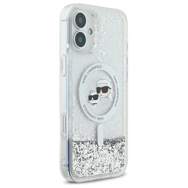 Karl Lagerfeld Klhmp16Slgkcsgh Iphone16 6.1 Hardcase Transparent Liquid Glitter Karl&Choupette Head Magsafe