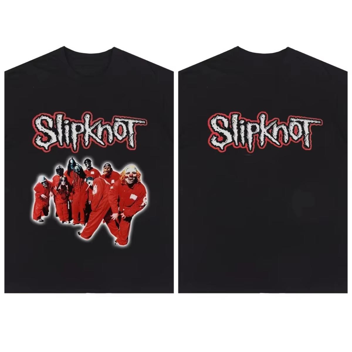 

Men s and Women s Cotton Short Sleeve Punk Rock Slipknot Slipknot Band T-shirt Printing Digital Printing of Heavy Metals 4XL