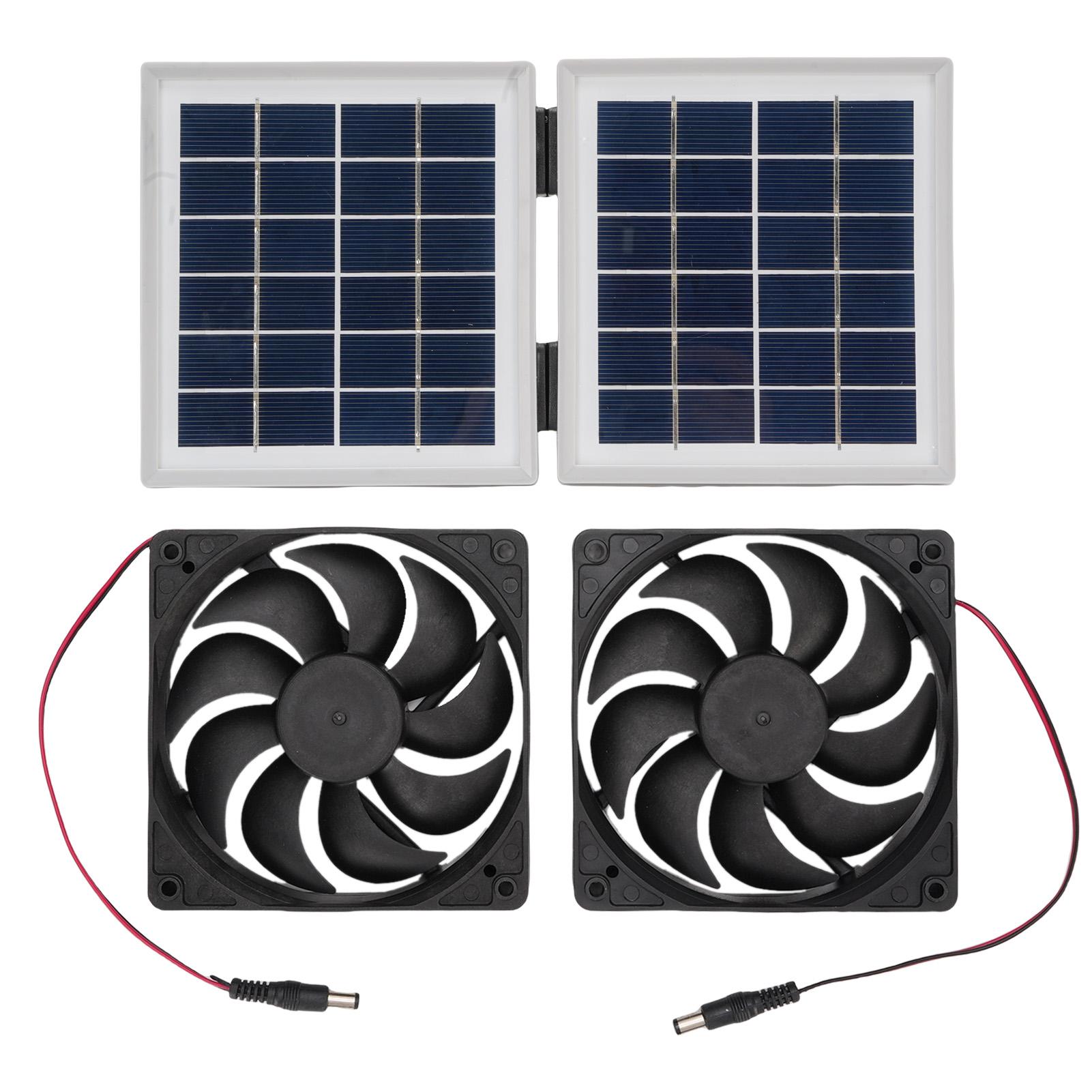

Комплект солнечного вытяжного вентилятора Защищенный от дождя 2x5 Вт Вытяжной вентиляционный охлаждающий вентилятор с 10 Вт складной солнечной панелью белый