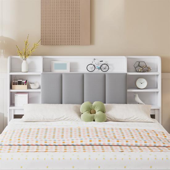 Modular Bed Double Bed, Open Shelf, Three Drawers with Castors, Metal Adult Handles, Storage Compartment Drop-Down Door, Pine Frame Soft