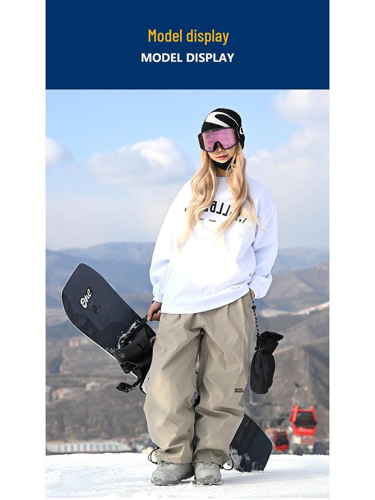 Wodoodporne Wiatroszczelne Spodnie Narciarskie z Odpinanymi Szelkami - Unisex Jednokolorowy Sprzęt Śnieżny do Narciarstwa na Świeżym Powietrzu