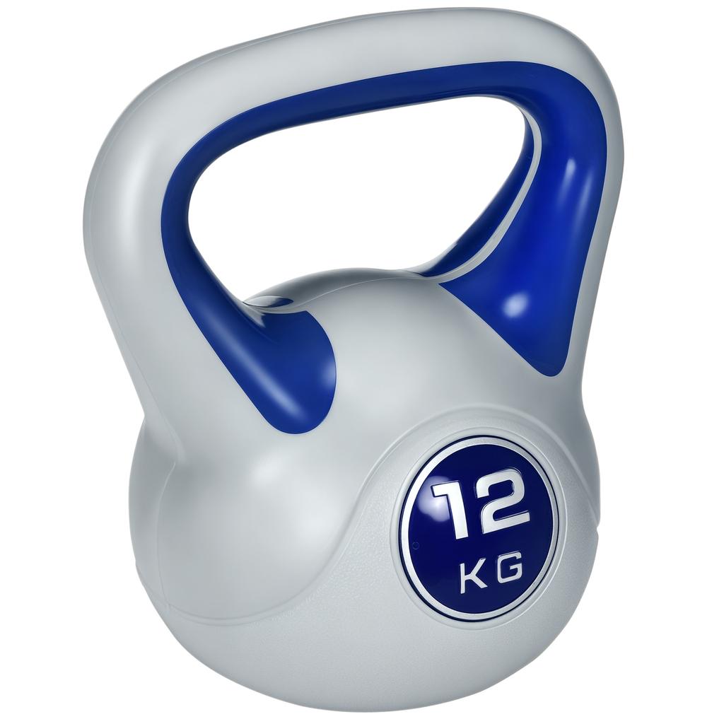 Kettlebell, 12kg Kettle Bells with Handle for Home Gym Weight Lifting and Strength Training, Dark Blue and Grey