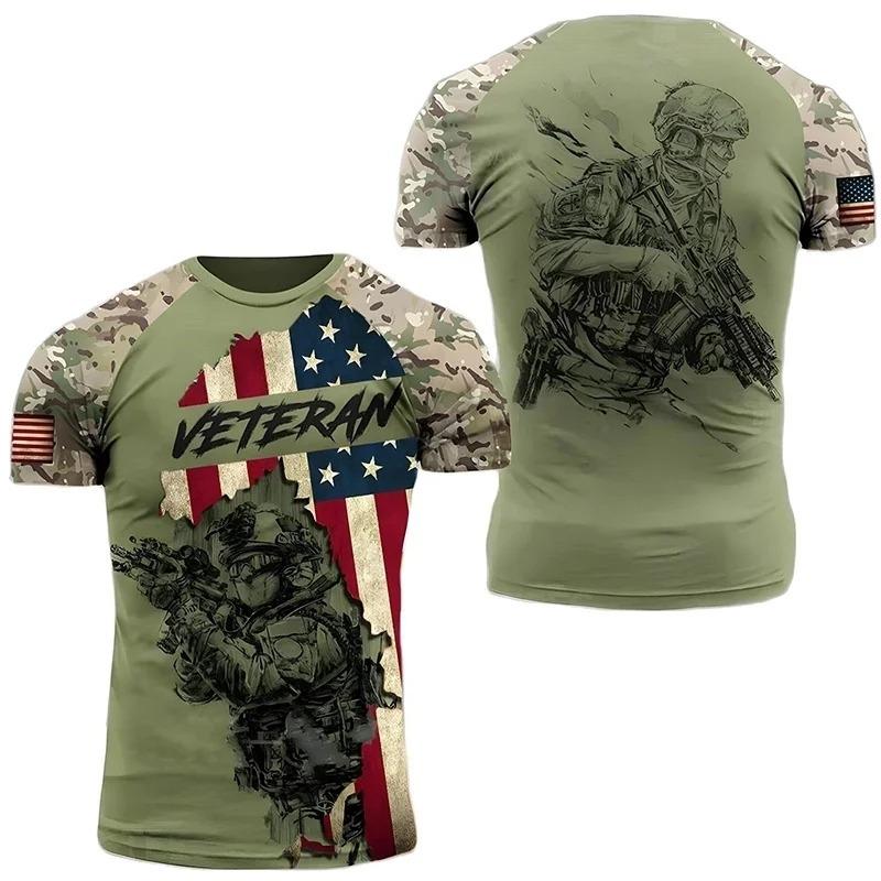 New summer men’s T-shirt, casual round-neck short-sleeve design in camouflage style, loose and comfortable.