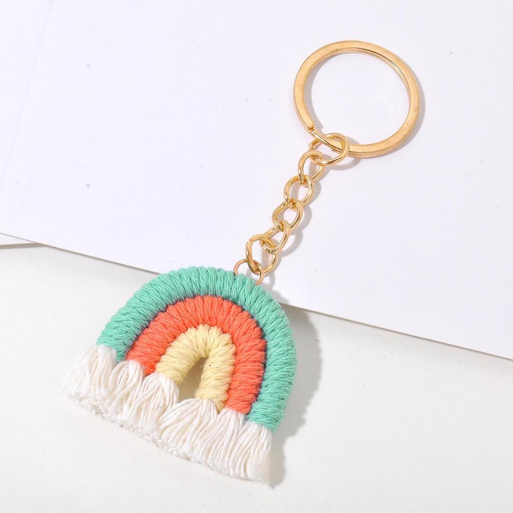 Handmade Cotton Rainbow Tassel Keychain Charm