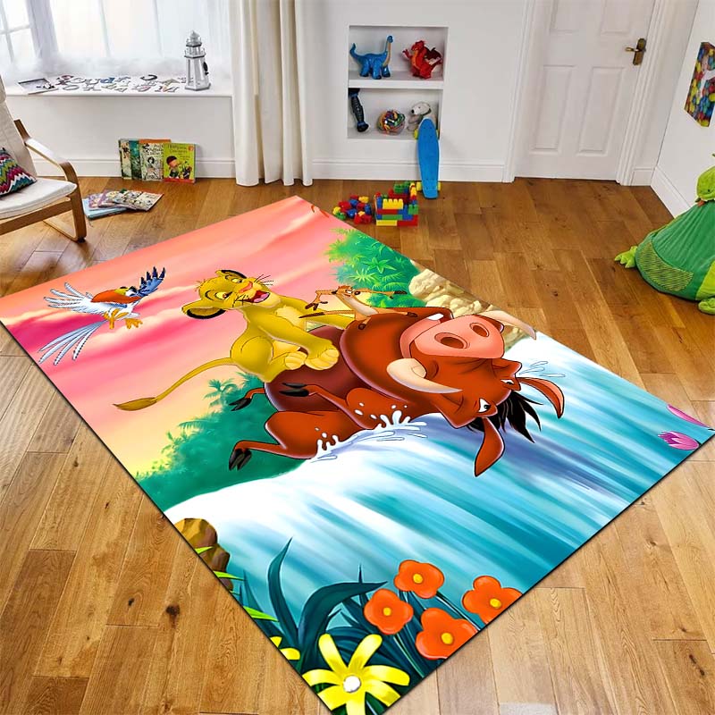 1 Stück Disney König der Löwen Druck Teppich für Wohnzimmer Schlafzimmer Kinderzimmer Heimdeko Bereichsteppich Rutschfeste Matte Spielmatten Luxus Geschenk