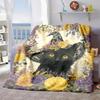 2026 New Arrivals 1pc Blanket Black Cat Witch Hat, Golden, Purple, Yellow Floral Pattern Soft Flannel Throw for Couch, Bed, Living Room Machine Washab
