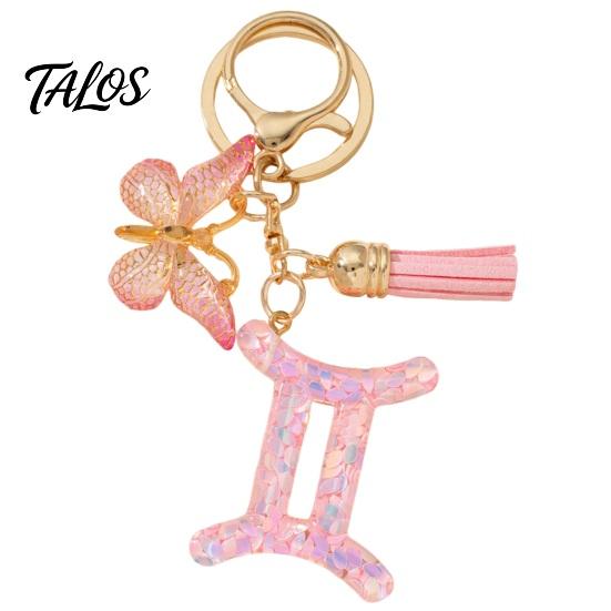 The Zodiac Charm Keychain Pendant, with Butterfly Metal Keyring Tassel, for Handbag Backpack Bag Pendant For Bags