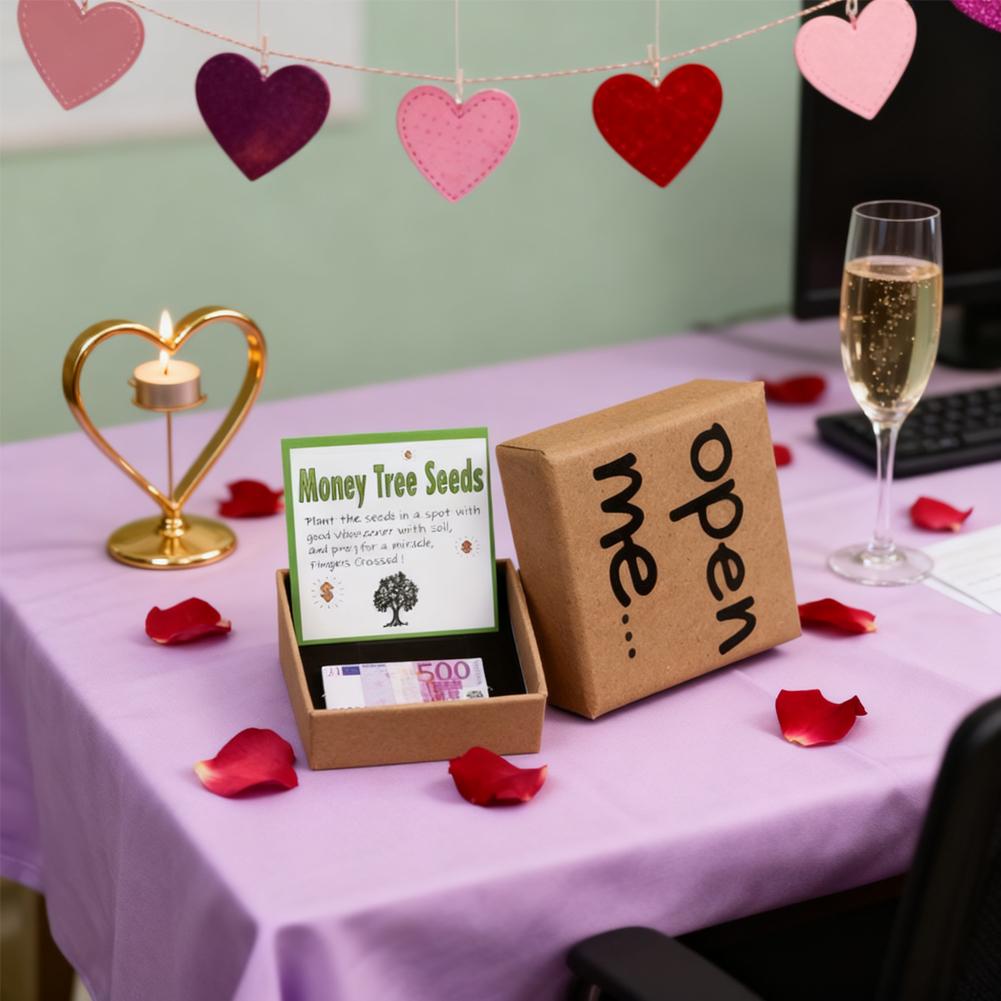 Long Distance Relationship Gift "Open Me" Money Tree Seeds Prank Gift Box For Birthday, Office Party, Christmas Valentines Gifts