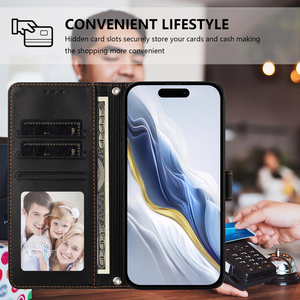 Für iPhone 17 Pro Max Brieftasche Hülle mit Handschlaufe Love Cat Muster Prägung Leder Handyhülle