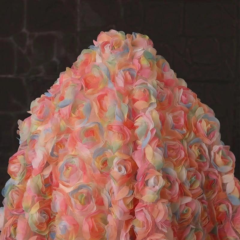 

50/100x125см 3D Роза Сетка Ткань Ткань для Свадебного Платья Шитье Женской Юбки Декор для Фона Ручная Работа DIY Материал для Юбки 50x125cm