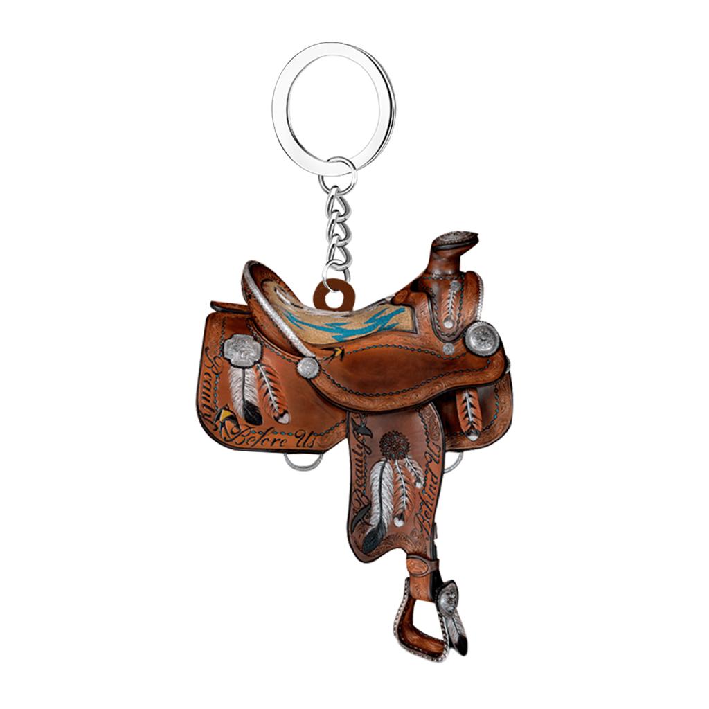 Saddle Acrylic Car Pendant Horse Saddle Keychain Western Horse Saddle Hangings Ornament Car Interior Decor Rear View Accessories