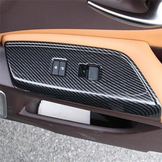 Carbon Fiber 4X Window Lift Switch Panel Cover Trim Fit For Lexus ES 2018-2022