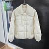 2023 Winter Korean Style Slimming Knit Lapel Chic White Duck Down Jacket