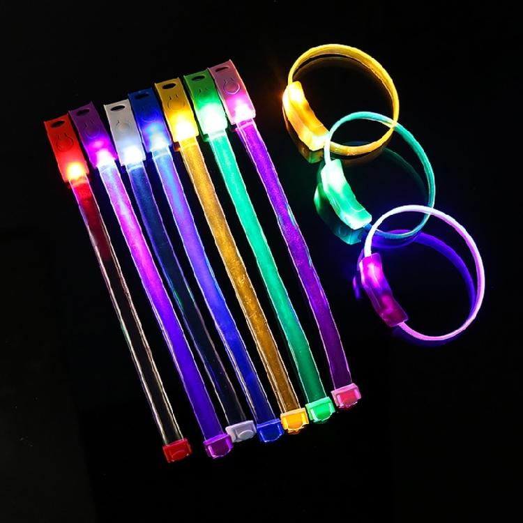 10pcs Plastic LED Bands for Parties Flashing Light Up Wristband Ornament Multicolors Wrist Decoration for Children