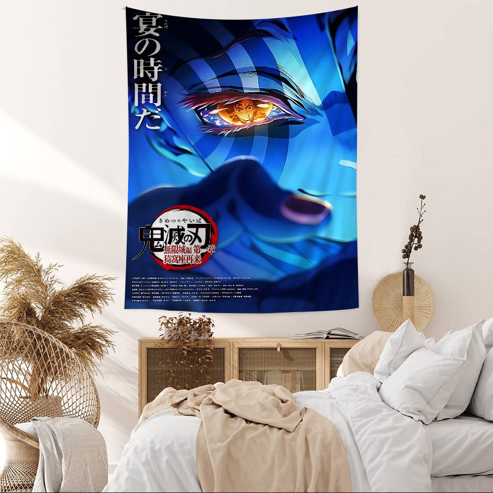 Japanese Anime Akaza Ddemon Slayer Cartoon Tapestry Art Science Fiction Room Home Decor Wall Hanging Sheets