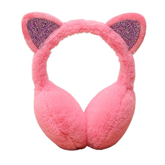 Women Lovely Winter Cats Ear Warmer Shiny Glitter Earmuff Cold Protection Warmer