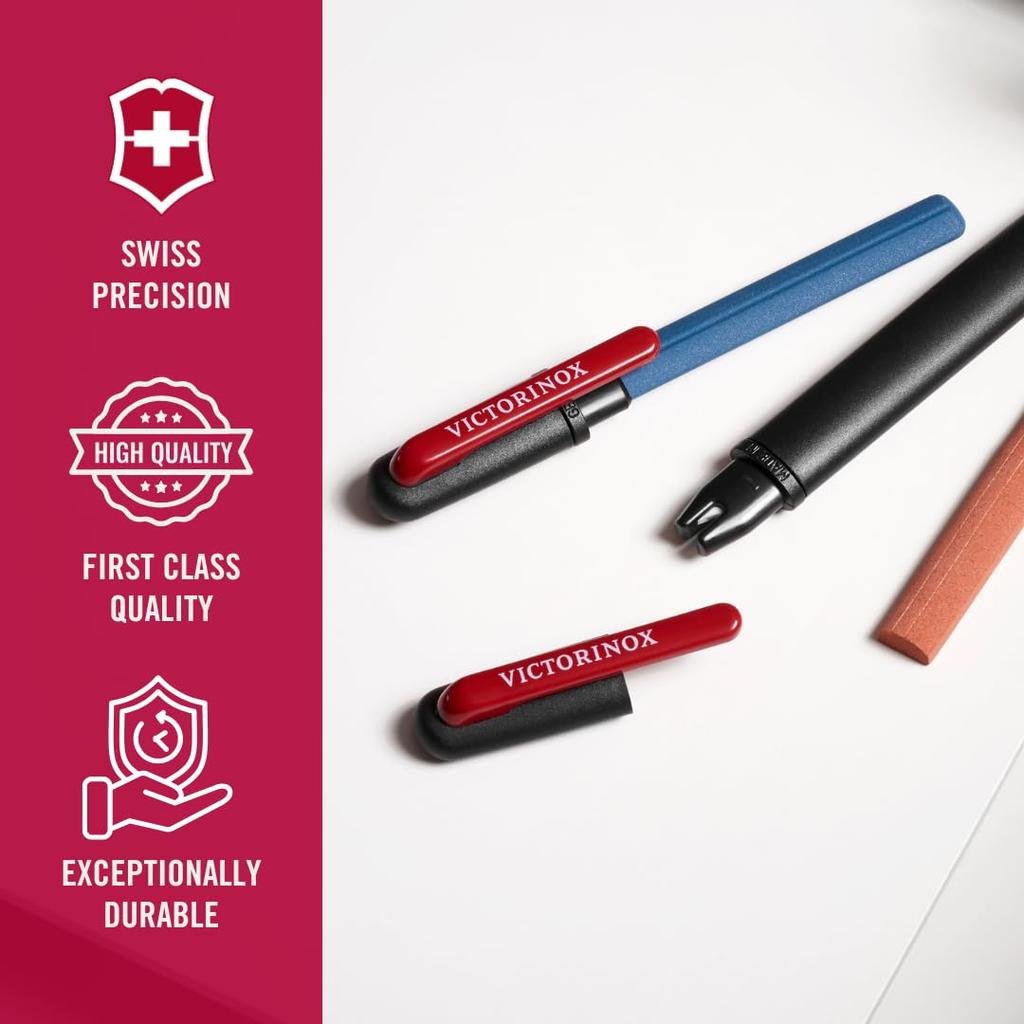 VICTORINOX Dual Knife Portable Stick with Ceramic a Portable Solution for Sharpening Straight Blades Sharpener, Pen-Shaped V-Shaped Tip, [4.3323]