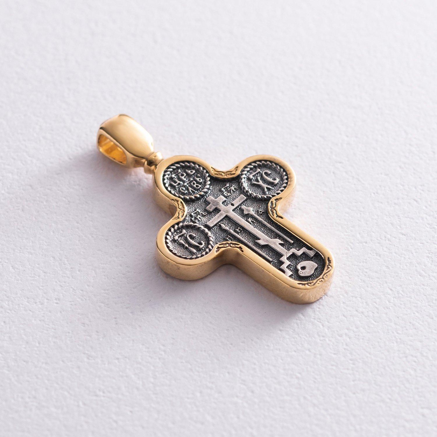 

Срібний православний хрестик Голгофський (позолота, чорніння) Oniks срібний