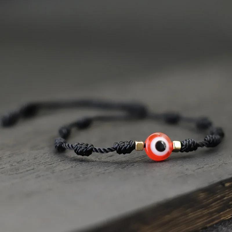 Turkish Evil Eye Bracelet Unisex Handwoven String Adjustable Braclet Classic Fatima Hand Braslet Valentines Day Gift Red Pulsera