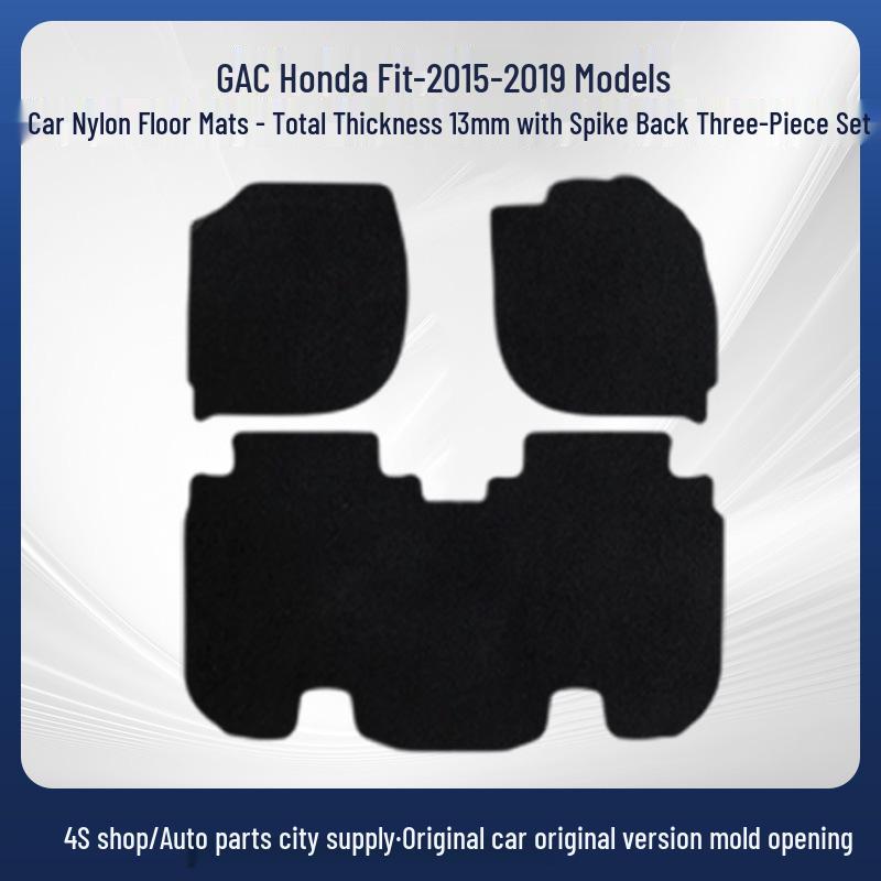 Dustproof, Wear-Resistant Nylon Car Floor Mats for Honda Fit (2015-2019) - Black