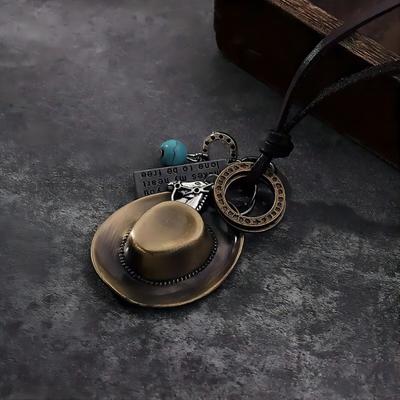 TEMU New 1-piece Set Personalized Fashion Wax Thread Hat Necklace Pendant New 7002