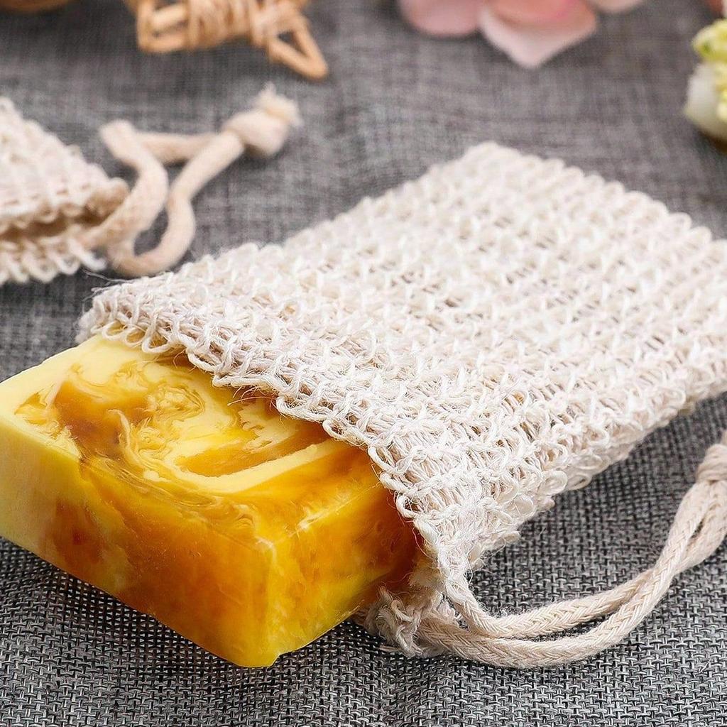 Natural Sisal Soap Saver Pouch Reusable Breathable Drying Soap Pouches for Skin Exfoliating Foaming Bathroom Accessories
