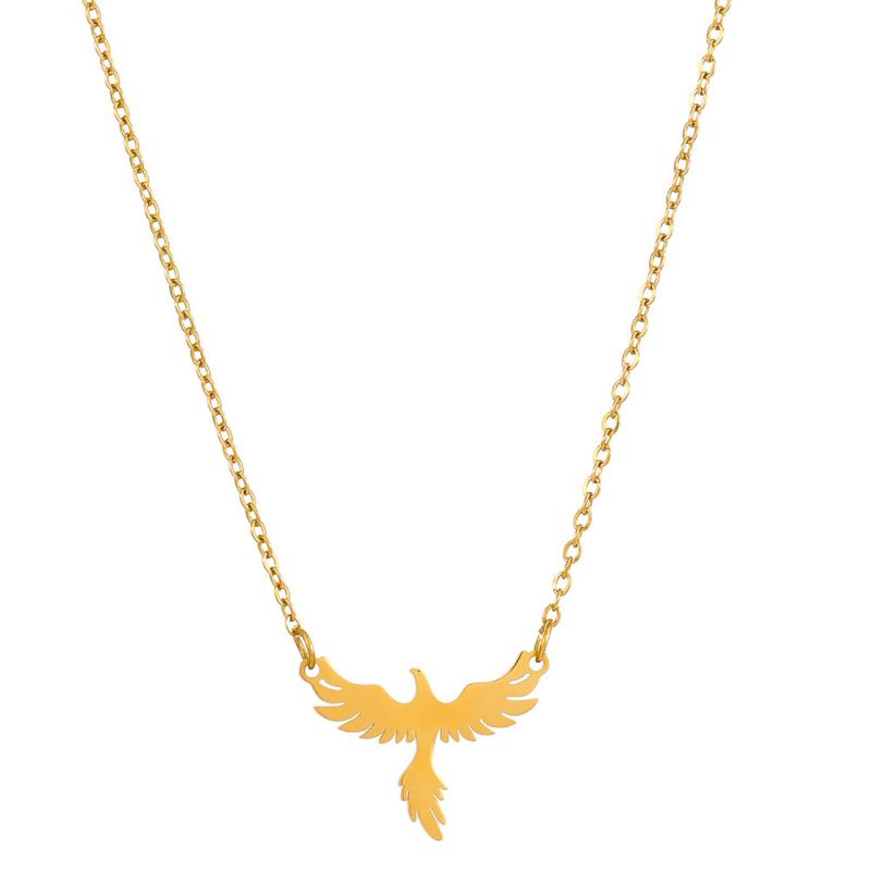 Stainless Steel Gold Color Bird Pendant Necklace for Women Exquisite Fine Chain Phoenix Firebird Necklace Charm Jewelry Gifts