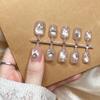 Condensation Powder Clear Nude Matte Cat Eye Nail Tips with Rhinestone Accents - Sweet Butterfly Design