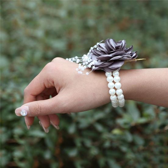 Yousheng Rose Wrist Corsage Boutonniere Fine Workmanship Rhinestone Corsage Elegant Wedding Flower Accessories