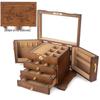 Scatola Portagioie in Legno Massello Intagliato di Lusso - Stile Antico, Contenitore Multi-livello per Orecchini e Collane