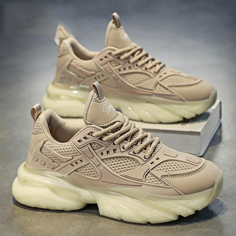 Frühling und Herbst Lässig Sommer Netz Sport Dicke Sohle Höherlegend Rein Schwarz Daddy Shoes